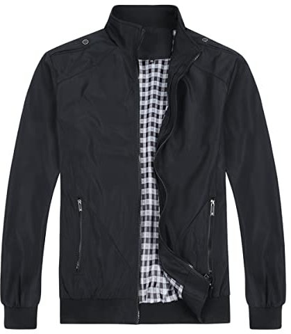 YOUTHUP Herren Jacke Regular Fit Sommer Übergangsjacke Leichtgewicht Freizeitjacke Bomber Sportjacke, Schwarz, 3XL