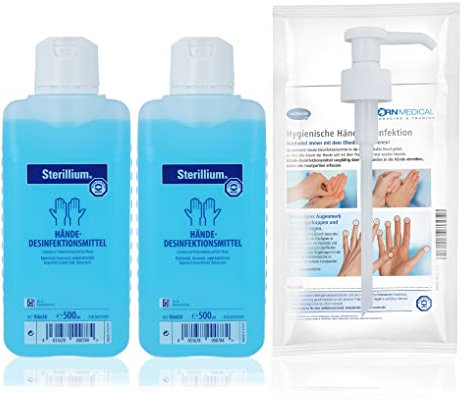 Sterillium Handdesinfektionsmittel SETs inkl. Dosierpumpe beseitigt Bakterien zu 99,9% (2x 500ml)