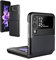 Foluu Case for Samsung Galaxy Z Flip 3, Z Flip 3 Case with Hinge Protection PU Leather + Hard PC Shell Ultra Thin Slim Durable Protective Case for Galaxy Z Flip 3 5G 2021 (Black)