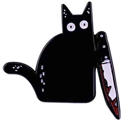 Knife Cat Enamel Pin black cat brooch horror killer animal badge Jewelry Gothic Gift For Women Girls Children for Clothing Bag
