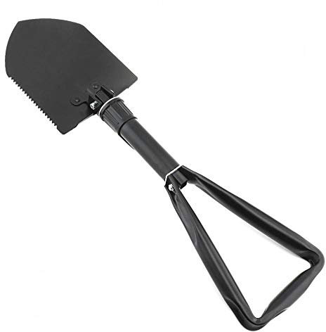 MXXHFC Grande Pelle Pliante de Camping multifonctionnelle en Acier à Haute teneur en Carbone Noire Durable pour Les activités de Plein air