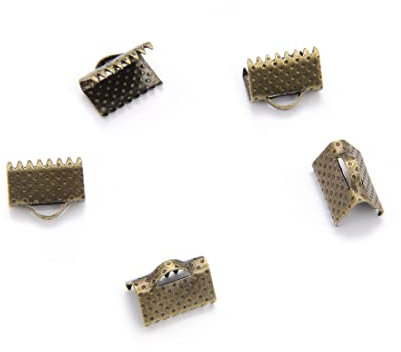 100 fermagli a crimpare a nastro 10 mm (0,39 pollici) bronzo antico placcato pizzico morsetto a crimpare cavo fine chiusure per gioielli artigianato fare CF160-10