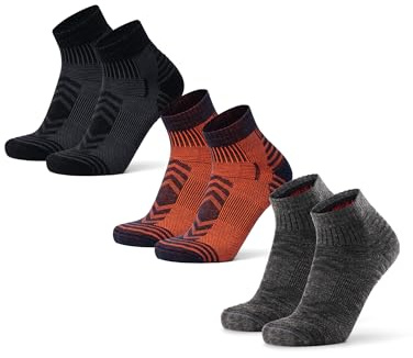 DANISH ENDURANCE Hiking Socks, Breathable Merino Wool Low Cut Walking Socks with Lightweight Anti Blister Cushioning, for Men & Women, Unisex, 3 Pack