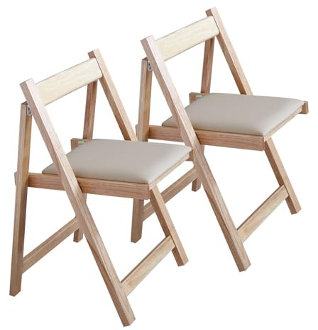 COMUHOME Folding Dining Chairs with Padded Seat Lightweight sillas para Fiestas,2 Pack Folding Chair for Dinner,Party Wedding,Picnic Event, 196LB Weight Capacity(Wood)