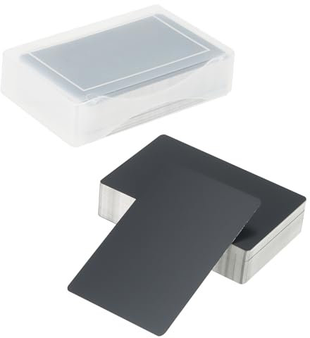 CHUIFAI 100 Stück Visitenkarten Blanko, 86x54x0.21mm Aluminium Rohlinge, Metall Schwarz Alu Karten für Laserbeschriftung