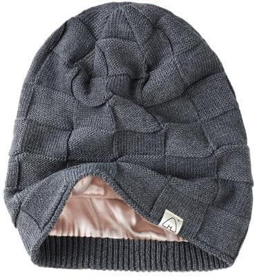 Hat Hut dammössa satin fodrad mössa vintermössor för kvinnor män, sidenfodrad slouchy mössa hattar mjuk varm skidhatt unisex
