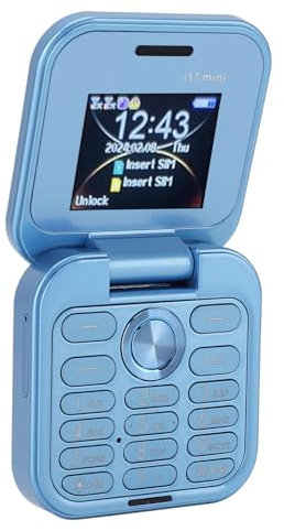 Tosuny 2G Mi NI - Teléfono móvil plegable con Dual Nano SIM, pantalla de 1,77 pulgadas, cámara HD, radio FM, linterna LED, para mayores (azul)