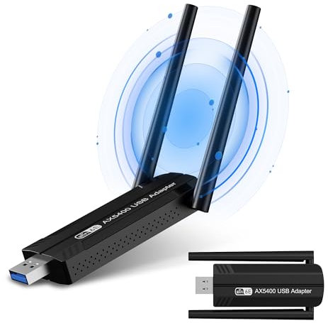 RENGOGA Adaptador WiFi 6E de 5400 Mbps - USB Tri-Band 2.4G/5G/6G, largo alcance, WPA3, Inalámbrico, Para Windows 11/10