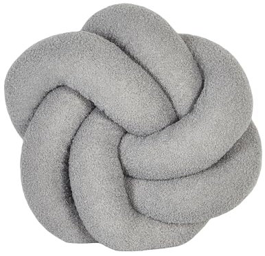 Beliani Dekokissen Knotenkissen mit Füllung Bouclé grau 45 x 45 cm geflochten Angelonia