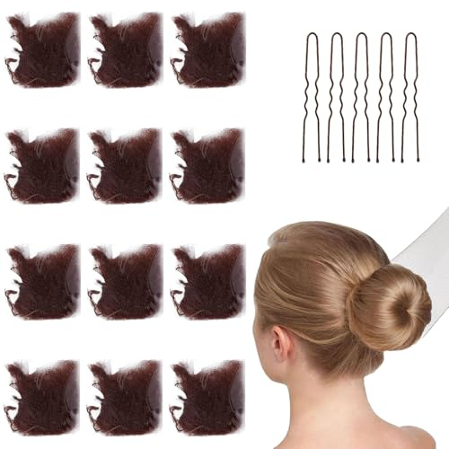 BOZILY 12 retine elastiche per capelli con 5 forcine nere, reti invisibili per capelli e 40 forcine a forma di U, set per donne, ragazze, ballerine, infermiere (caffè)