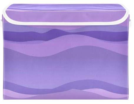 KLL foldable 40 L stackable plastic storage bins with handles heavy duty stackable storage containers Christmas for Home Office Organization Purple Color Wave