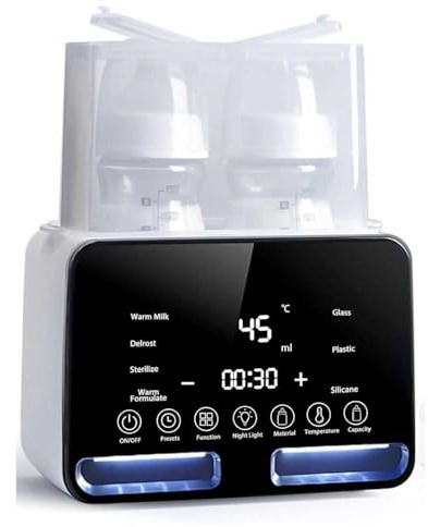 Gziztx Baby Bottle Steriliser Bottle Warmer with & LCD Display & Timer | Portable Double steriliser for Baby Bottles to Breastmilk, Formula, Pacifiers | Fast Home Sterilisation