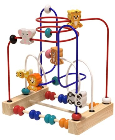 Fenteer Laberinto de Cuentas de Madera, Juguete para Desarrollo cognitivo, Aprendizaje temprano, Habilidades motoras, Rodillo de Cuentas de Colores, Juguete, Animales