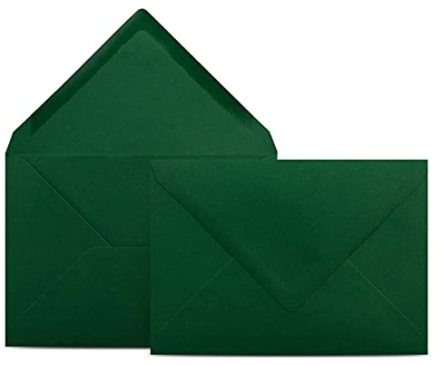 50 Briefumschläge DIN C6 Dunkelgrün Grün - 11,4 x 16,2 cm - Kuverts mit 80 g/m² Nassklebung spitze Klappe - Umschläge ohne Fenster - Colours-4-you
