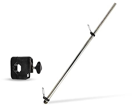Marine City 21 Inches Stainless Steel Rail Mounted Flag Staff & Black Plastic Flag Pole Base for Boat Yacht Cooperate with 7/8 Inches to 1 Inches Round Tube & Square Tube