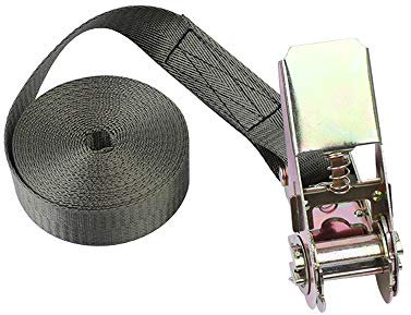 Heavy Duty Ratchet Tie Down Straps, Adjustable Cargo Straps with Metal Buckle, 802kg Load Capacity, Quick Release for Motorcycle, Trucks, Trailer, Luggage(Grey, 25mm*8m)