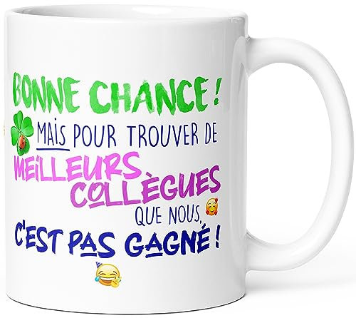 Luigi Collection Mug Humour Collègue Tasse Message Drôle Rigolo. Idée Cadeau Original pour Départ en Retraite Mutation Travail Bureau Homme Femme pour Anniversaire Noël Souriez dès le Réveil.