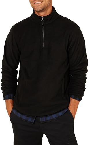 Amazon Essentials Chaqueta de Forro Polar con Cremallera de un Cuarto Hombre, Negro, L