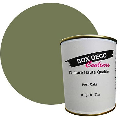 BOX DECO COULEURS Peinture meuble bois intérieur à base d'acrylique aspect velours-satin Aqua Bois - 750 ml / 9m², Vert Kaki