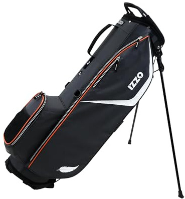 Izzo Golf Ultra-Lite Stand Golf Bag with Dual-Straps & Exclusive Features, Grey/Orange, 3.2 pounds