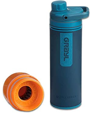 Grayl UltraPress Outdoor- & Reisewasserfilter | für 150L Wasser | Filterkartusche wechselbar | Forest Blue mit 1 Ersatzfilter