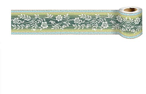 Dostear Bordure de papier peint Feuilles Blanches Décoration murale amovible Frise Murale Autocollant imperméable en PVC Plinthe Autocollant 10cm X 240cm