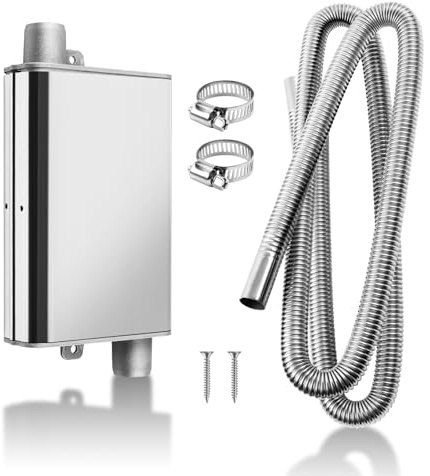 MaxEarn 200cm Stainless Steel Diesel Heater Exhaust Pipe+Upgraded Muffler | Air Diesel Heater Exhaust Pipe with 2 Clamps, Auto Parking Auxiliary Heater Accessories for Diesel Gas Vent Hose Heating