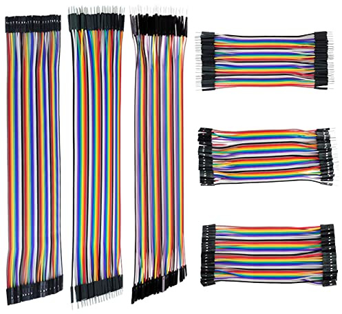 Stemedu 240pcs Multicolored Jumper Ribbon Cables 20cm 10cm Breadboard Prototyping Wires 40pin M-M, 40pin M-F, 40pin F-F Jumper Wire Kit for Arduino DIY Project (8 and 4)