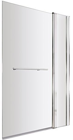 Balterley 998 x 1433mm Bath Shower Screen, Rectangular Shower Screens for Baths with Fixed Panel & Towel Rail, 6mm Toughened Safety Bath Door Screen, 180° Pivot Double Panel Reversible Door (Chrome)