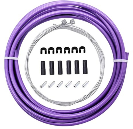 BlueSunshine Bike Bicycle Brake Cable and Housing Set - Basic Brake Cable Replacement Kit for Your Bike, Cable housing 5mm (Light-Purple)