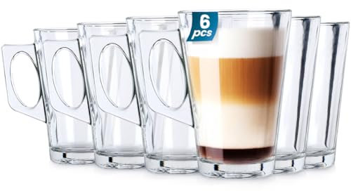 Vilde Juego de vasos de agua, vasos de zumo universales, alta resistencia a los golpes, vasos de zumo, vasos largos, vasos de cristal, 255 ml, 6 piezas