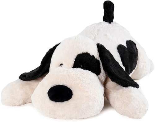 Black White Dog Weighted Stuffed Animal Dog Plush Toy 26In 5.0lbs for Kids