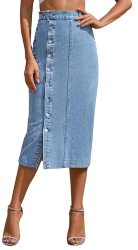 GRECIILOOKS Falda para mujer | Falda corta para mujer | Falda vaquera para mujer | Falda larga para mujer | Falda larga | Falda vaquera | Falda lápiz para mujer formal, Azul, 36