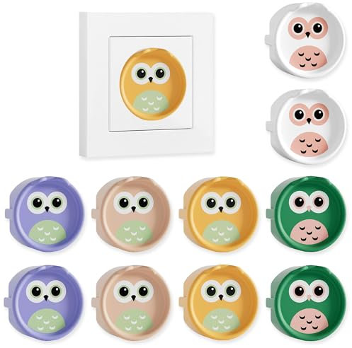 VntMQP F Cache-prise en silicone - Protection décorative contre la poussière - Pour cuisine et salle de bain - Protection contre les éclaboussures (10 hiboux)