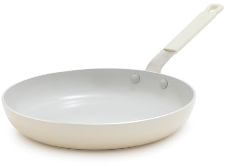 Greenpan x Bobby Flay 10” Frying Pan Skillet, PFAS & PFOA-Free Ceramic Nonstick, Induction Suitable, Stay-Cool Silicone Grip Handle, Dishwasher & Oven Safe, Cream