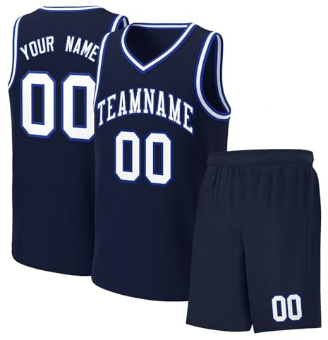 Personalisierte Basketball Trikot 2 Teiliges Set mit Jersey Shirt und Shorts für Herren/Damen/Jungen/Kinder Kurze Sporthose Jungen Kinder Leibchen Fussball Handball Deutschland 2024
