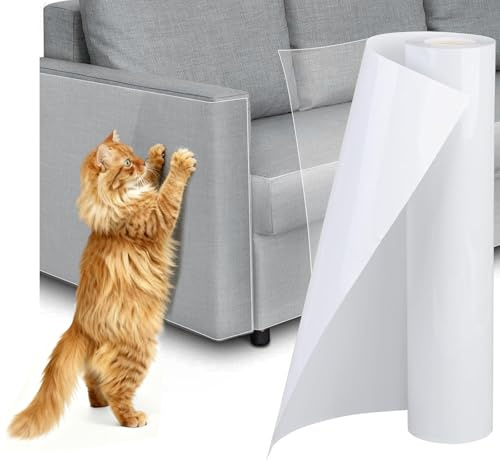 Anti Scratch Furniture Protector, 40cm x 3m Cat Anti Scratch Tape Cat Sofa Protector, Transparent Self-Adhesive Cats Scratching Tape for Sofa, Couch, Door Pet Claw Protection