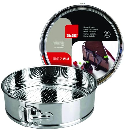 IBILI - Molde Desmontable Redondo 28 x 28 x 6,5 cms, Acero Inoxidable 18%