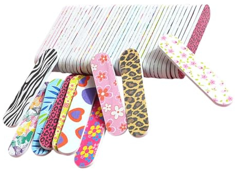IWOWHERO 60Pcs Double-Sided Sponge Nail Buffers Mini Nail Polishing Files with Floral Print EVA Material for Manicure and Art Tools Home Salon Use