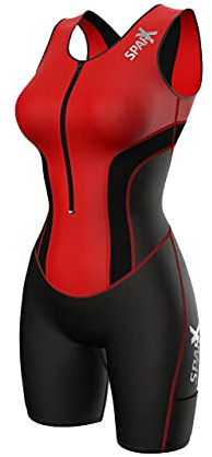 Sparx Women Triathlon Suit Tri Short Racing Cycling Swim Run (Small, Red)