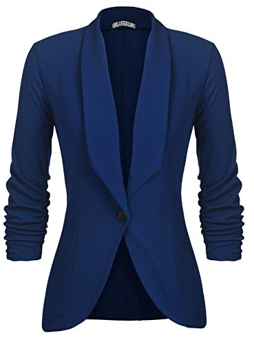 Unibelle Damen Blazer Cardigan Dünn 3/4 Längere Elegant Leicht Bolero Jacke Blazer Slim Fit Anzug Trenchcoat , Aa-blue, 44(Herstellergröße:XXL)