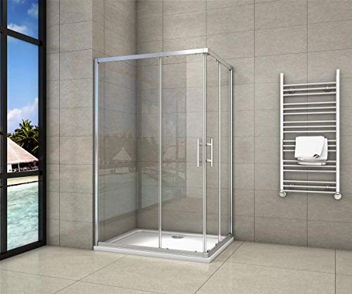 Cabine de douche 70x100x195cm en 6mm verre anticalcaire porte de douche coulissante l'ccès d'angle