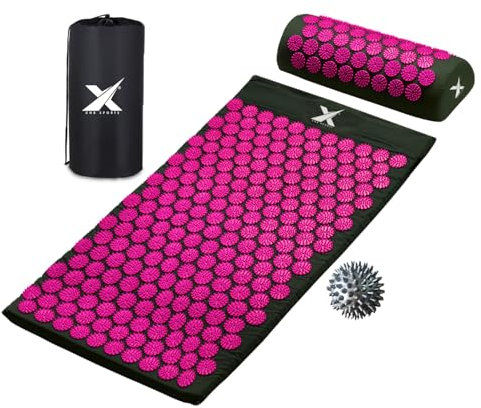 Xn8 Acupressure Mat and Pillow, Shakti Mat for Anxiety, Stress Relief, Back Pain, Muscle Relaxation & Recovery, Portable Reflexology Acupuncture Spiky Matt for Men & Women, Includes Travel Bag