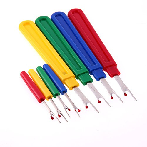 Set med sömspår och kanter i 2 storlekar handtag sömnad söm gänga uppplockare sömnadsverktyg för att öppna ta bort sömmar och fållar (paket med 8)