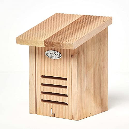 HOMESCAPES Marienkäferhaus – Insektenhotel wetterfest aus Massivholz, Marienkäfer-Hotel zum Aufhängen im Garten, Insektenhaus 15,9 x 15,5 x 22 cm