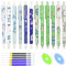 GZGXKJ 38 Pcs Radierbarer Kugelschreiber 0.5mm Gelschreiber Cartoon Stift 12 Tintenroller Erasable Pen mit 24 Nachfüllungen 2 Radiergummis für Kinder Studenten Büro Geschenk