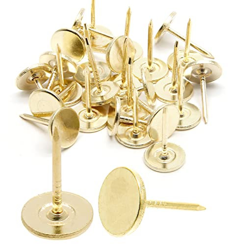 Piutouyar 17mm / 0.67 Inch Flat Head Thumb Tacks, Gold Upholstery Tacks, Furniture Decor Pushpin Dia 11mm / 0.43 Inch (100Pcs)
