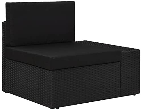 Chusui Modulares Sofa-Eckteil mit Armlehne (Links), Lounge Sofa Outdoor, Garten Loungemöbel, Gartensofa, Gartenlounge, Balkon Set Möbel, Poly Rattan Schwarz