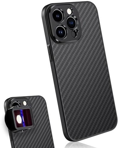 MOJOGEAR 17-mm-Objektivhülle kompatibel mit i Phone 15 Pro Max – Smartphone Gehäuse mit Objektivhalterung — Carbon — Schwarz