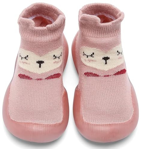 Baby Girls Boys First Walking Shoes Anti Slip Slippers Socks Barefoot Shoes Toddler Infant Non Slip Sole Shoes Breathable(Pink, 6-12Month)